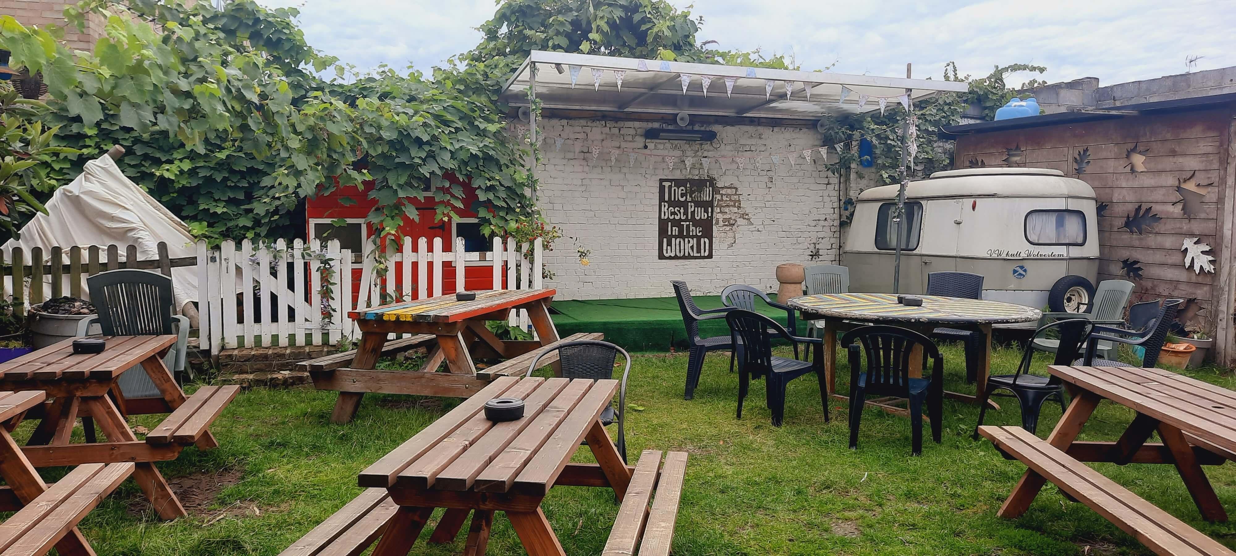 The Lamb public house beer garden