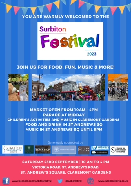 Surbiton Festival 2023, Saturday 23 September, 10 am to 4 pm.