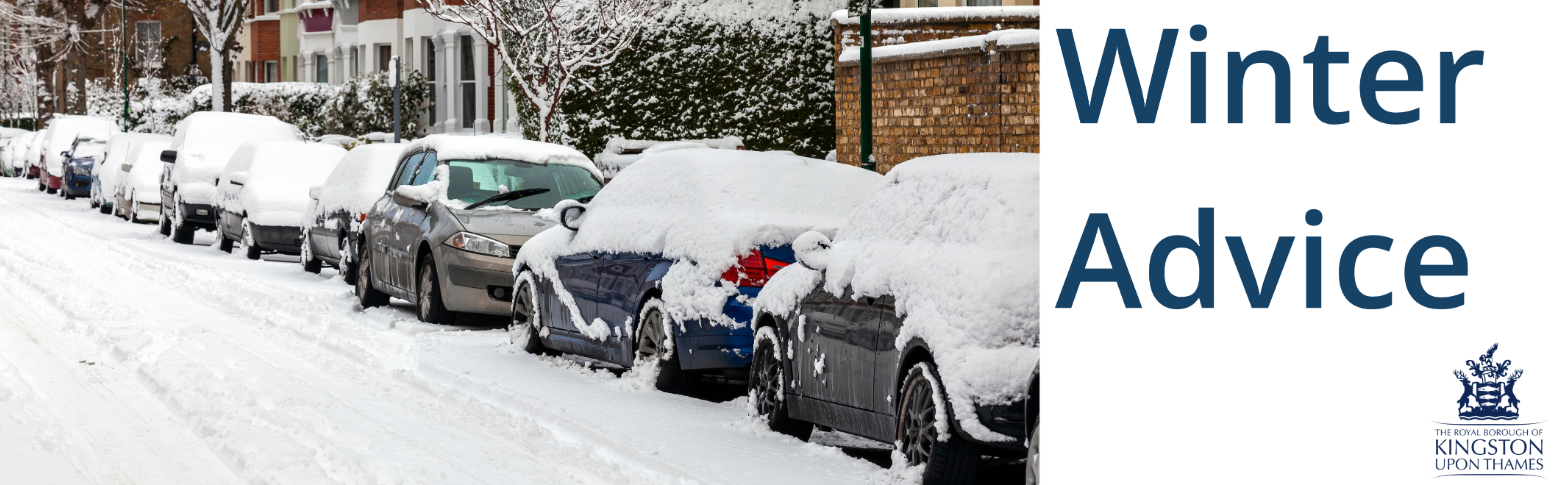 A photo of a winter residential street with snow and cars